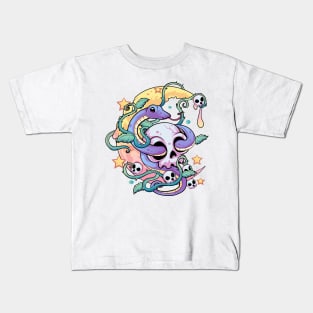 Pastel Goth Snake Skull Kids T-Shirt